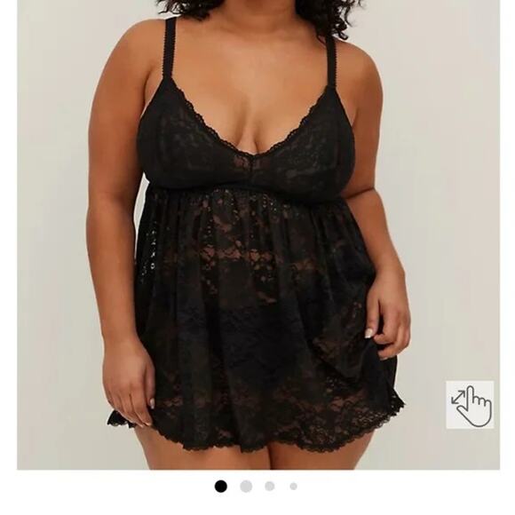 Torrid Curvy 3 3X Black Lacy Babydoll Nightie Lingerie Piece NWOT Plus Size - Picture 1 of 9